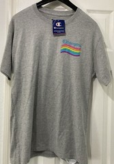 Champion Rainbow Logo Classic Graphic T-Shirt Back Hit Oxford Gray Men’s Medium