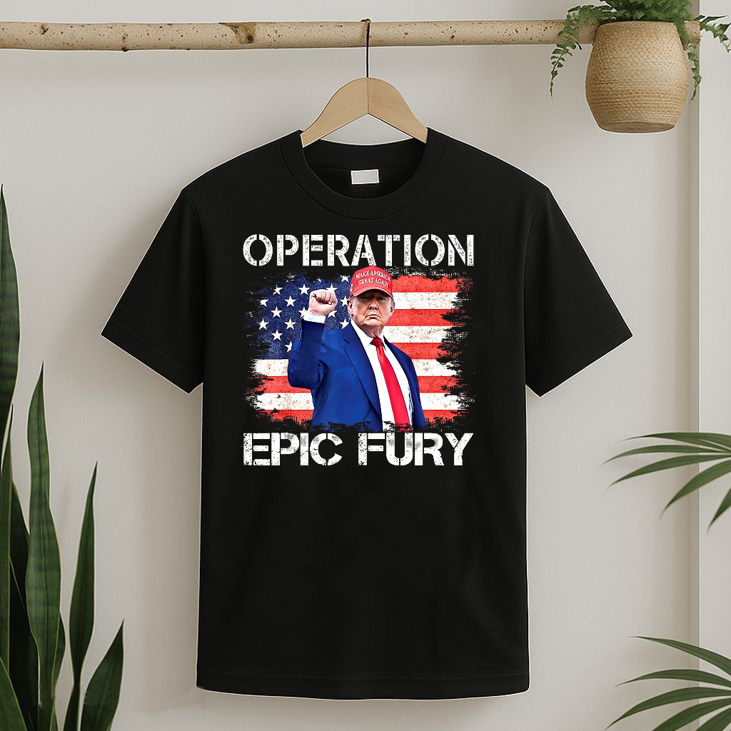 Operation Epic Fury Trump American Flag T-Shirt Unisex gallery
