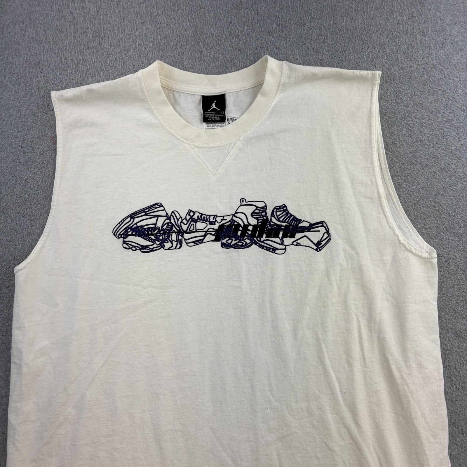 Jordan Shirt Mens Large White Sleeveless Sneaker Graphic Muscle Tee Adult gallery