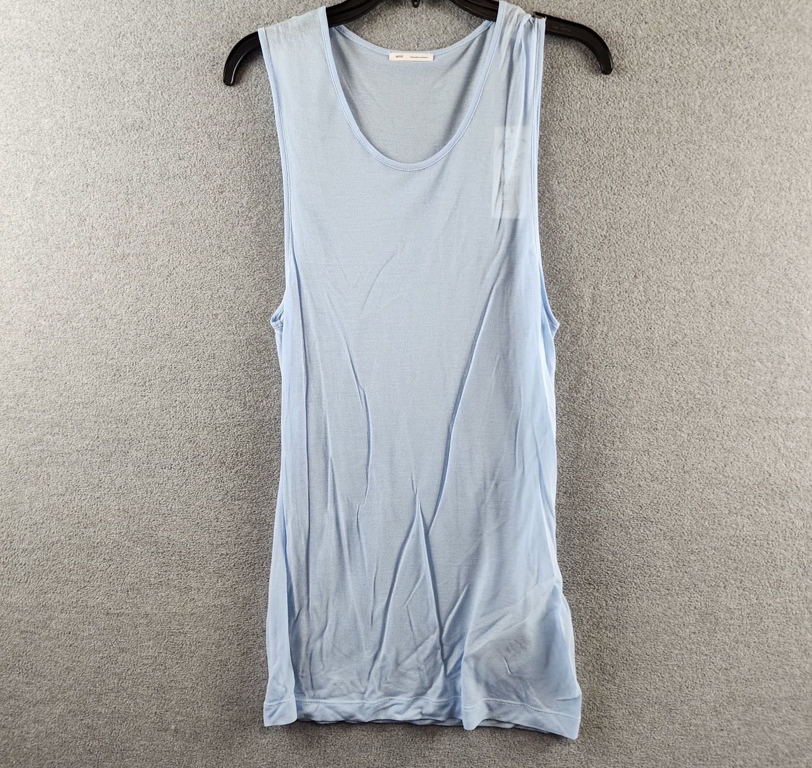 AMI Alexandre Mattiussi Semi Sheer Tank Top Men's M Cashmere Blue Crew Neck gallery