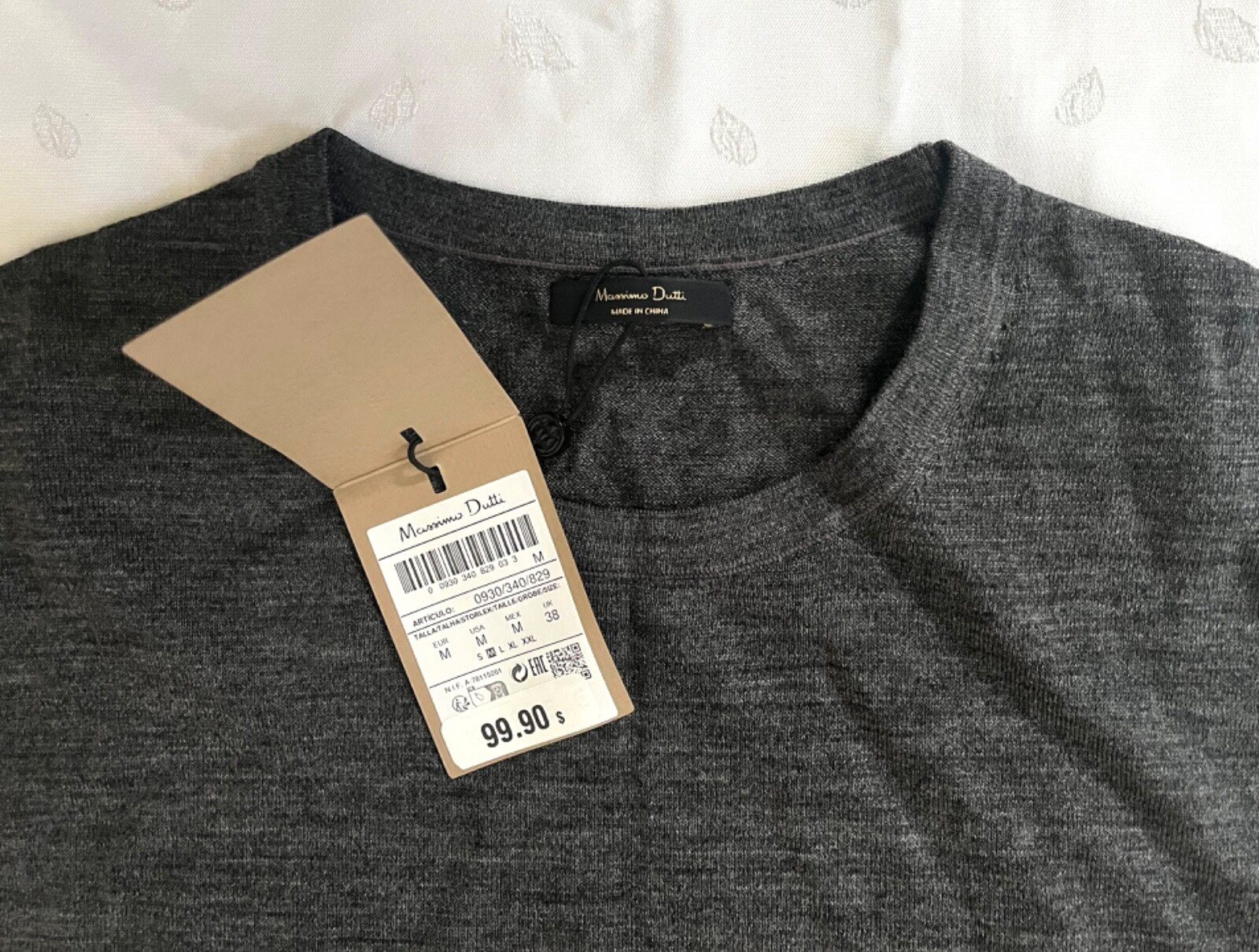 NWT $99 Massimo Dutti Wool lyocell blend Tee Shirt in Dark Gray Men's Size M gallery