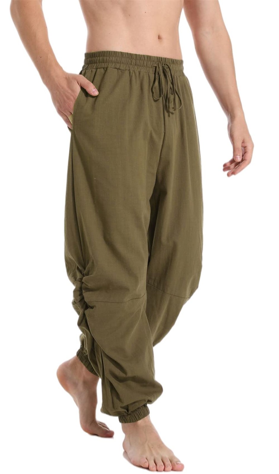 Men's Casual Cotton Linen Pants Elastic Waist Drawstring Yoga Jogger gallery