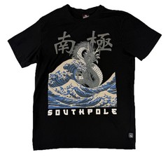 SouthPole Y2K Black T-Shirt Size Medium Dragon With Sequins Streetwear