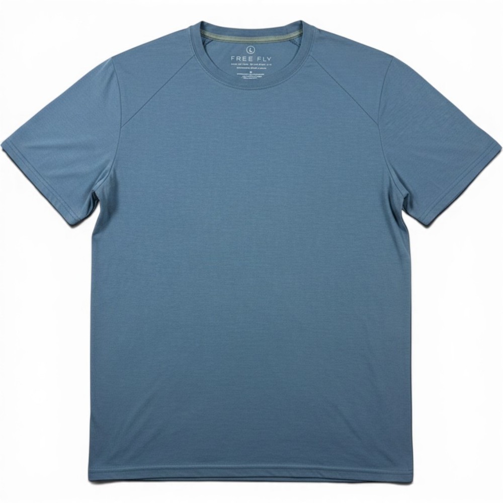 Free Fly Bamboo Tee Large Blue Raglan Short Sleeve Performance T-Shirt FF-120320