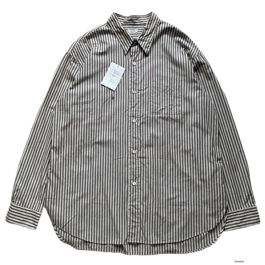PHIGVEL 25ss Cotton Linen Long Point Collar Shirt Brown Beige Size L gallery