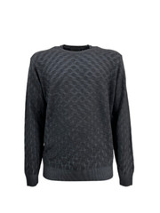 FERRANTE lightweight washed merino crew neck knit anthracite U22116 MADE IN ITALY