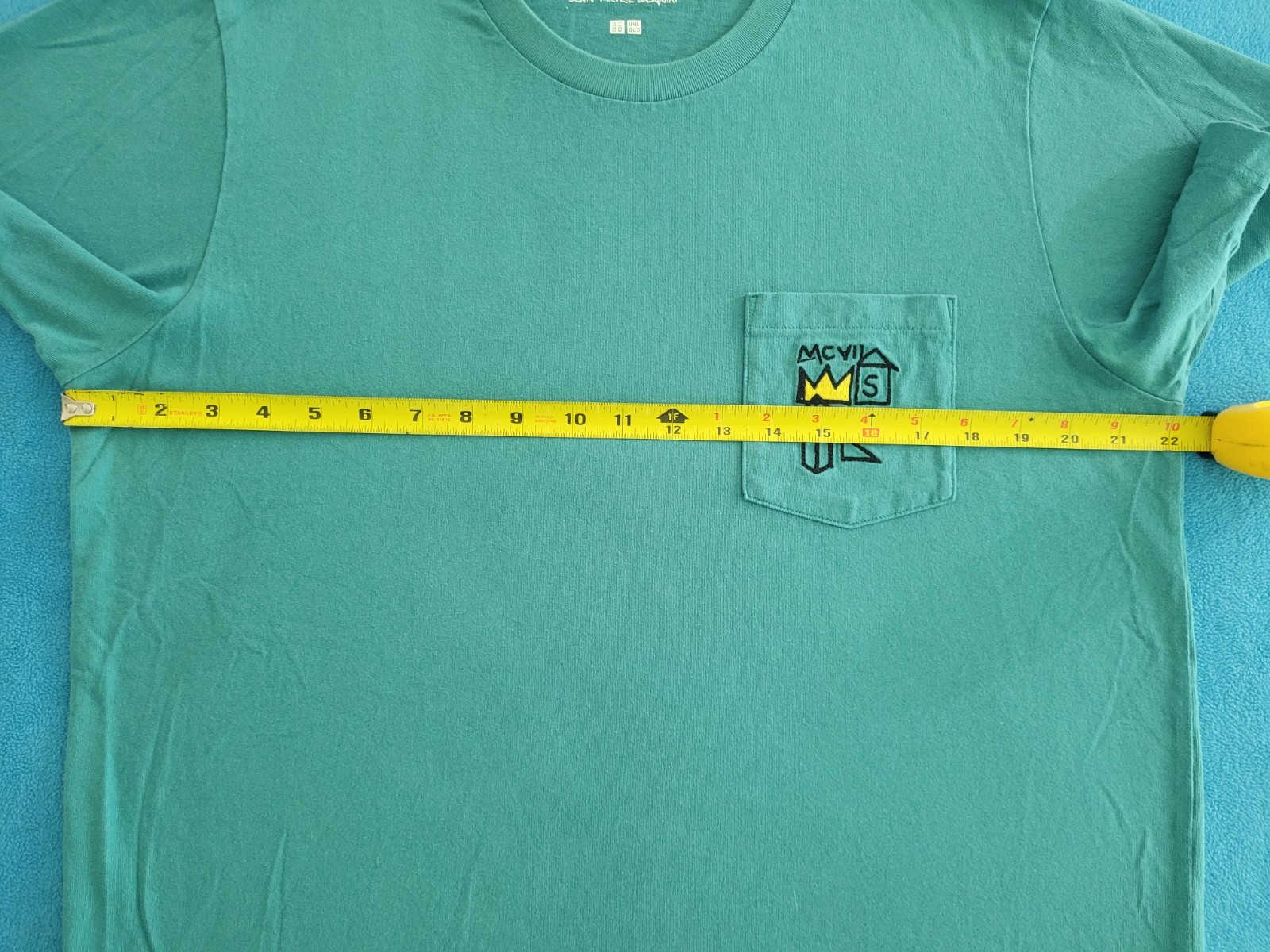 Uniqlo SPRZ NY x JEAN-MICHEL BASQUIAT Crown Pocket Aqua Blue T Shirt Large gallery