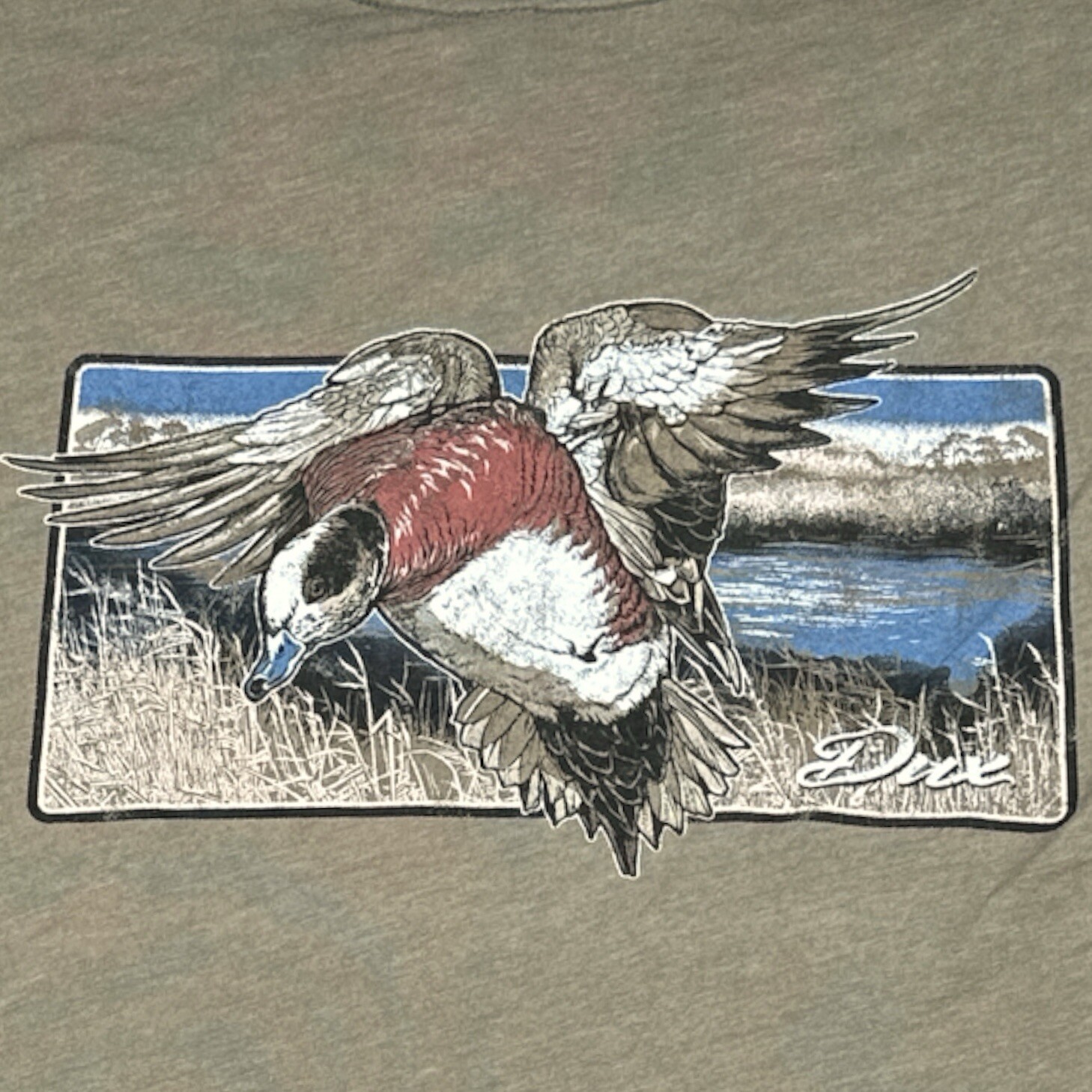 Dux Waterfowl T Shirt Short Sleeve Duck Hunting Mens 3XL XXXL Stretch Army Green gallery
