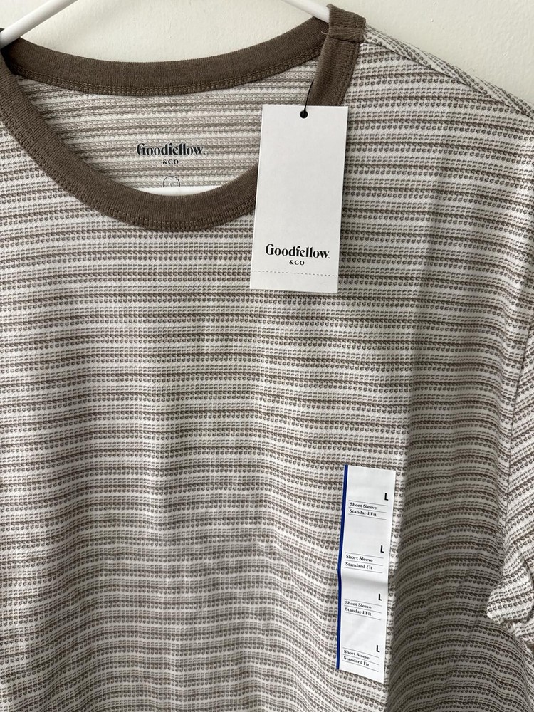 Goodfellow & Co Striped Short Sleeve T-Shirt Brown Trim Size L