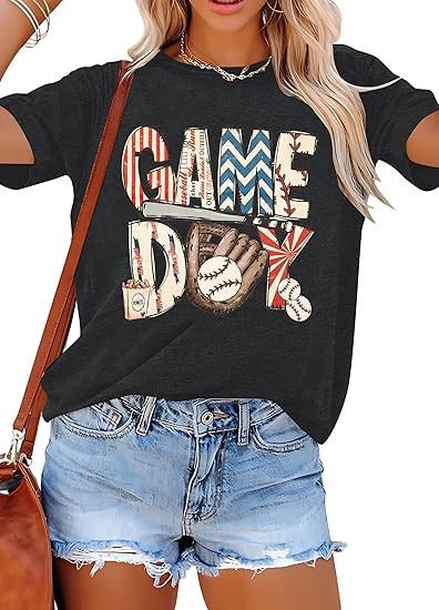 Baseball Mom T-Shirt Women Funny Graphic Tee Game Day Outfits Sports Fan Gift gallery