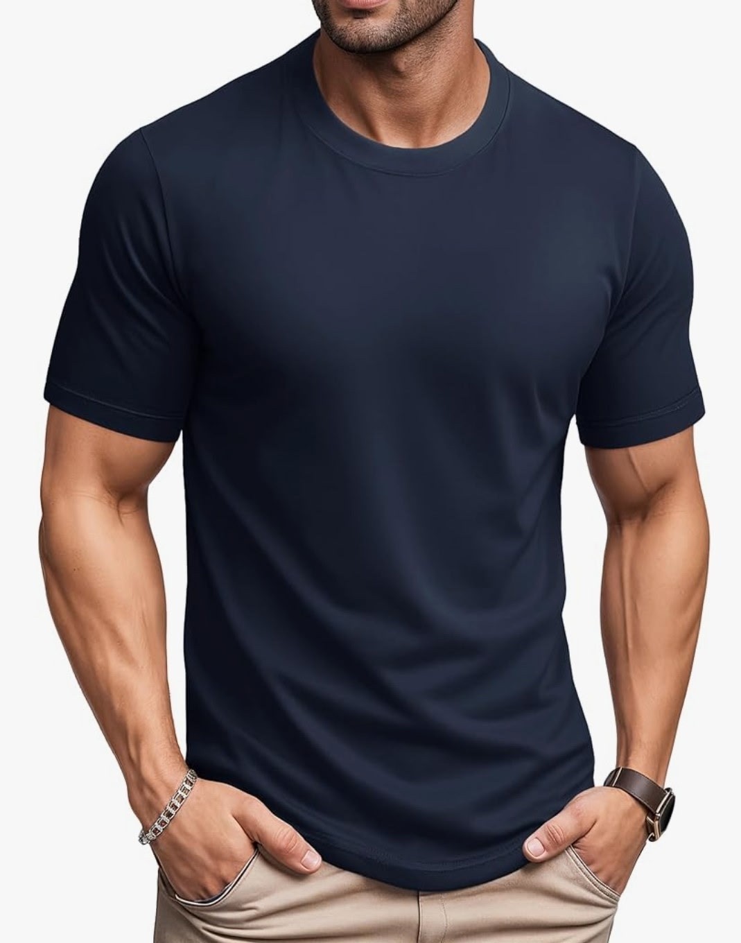 QUINCE Mens Crew Casual Basic 100% Cotton T-Shirt Tee Black White Navy 1-3 Pack gallery