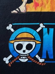 Vintage 2000s One Piece Monkey D Luffy Ace Portgas D Anime Black T-shirt