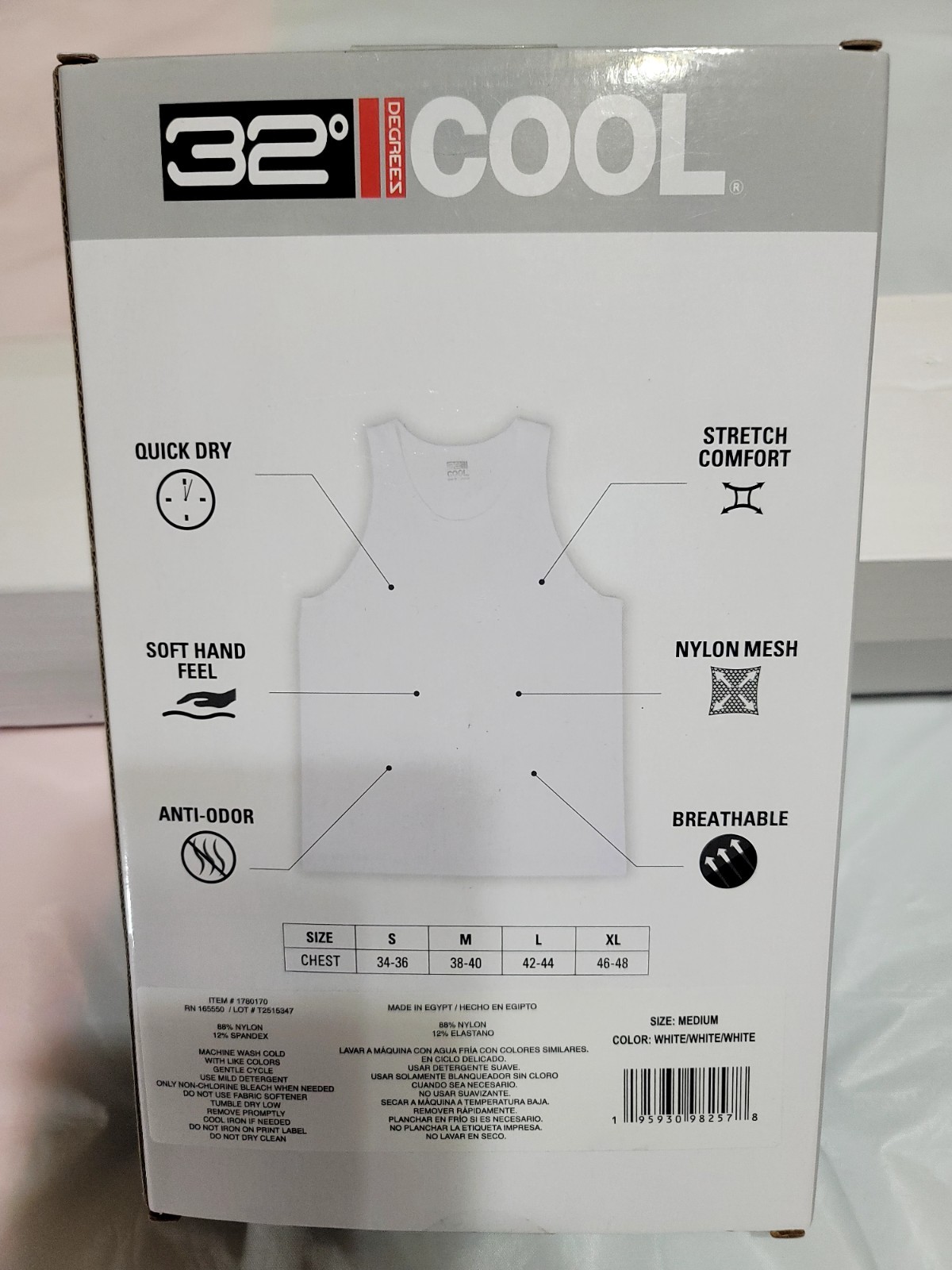 Brand New 32 Degrees Cool Men's Comfort Mesh Tank Tops - 3 Pack White Large gallery