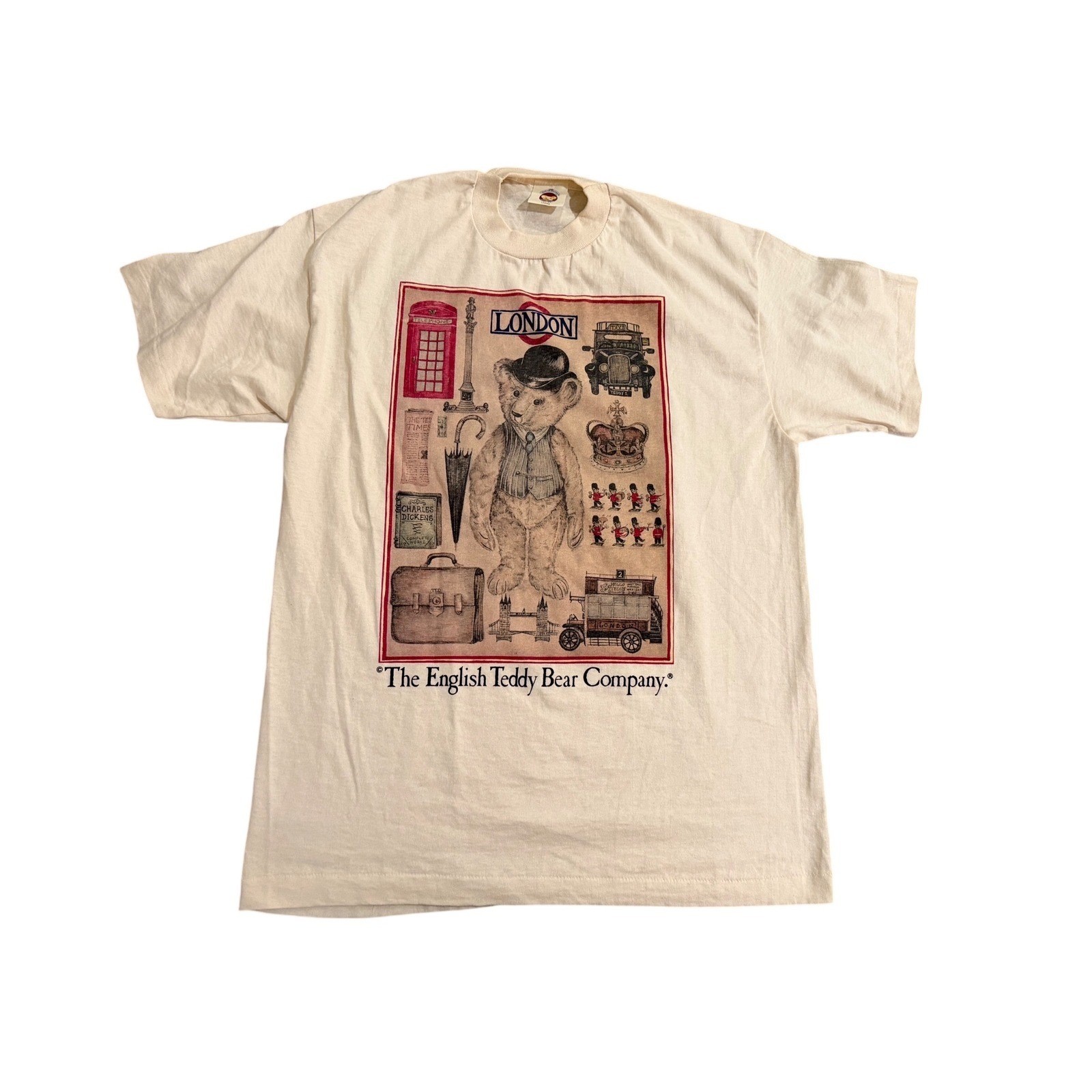 The English Teddy Bear Company T-Shirt Mens L beige London Graphic
