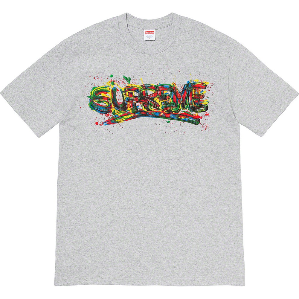 Supreme Paint Logo Tee Heather Gray SS20 Size Small – New – 100% Authentic