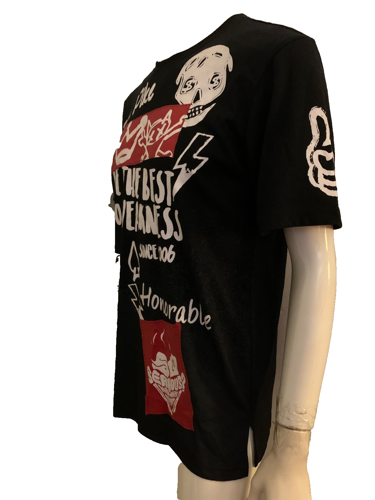 Black Pike men's all seasons T shirt graphic printed black red white M cott blen gallery