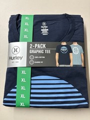 Hurley Men’s Graphic Tee, 2-pack – GREEN/ORANGE Or Blue/ Dark Blue You Pick Size