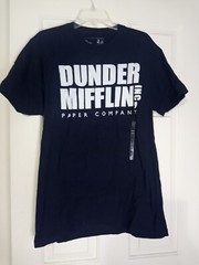 New The Office Dunder Mifflin Paper Company Inc. Tee T-Shirt Size L Navy/White