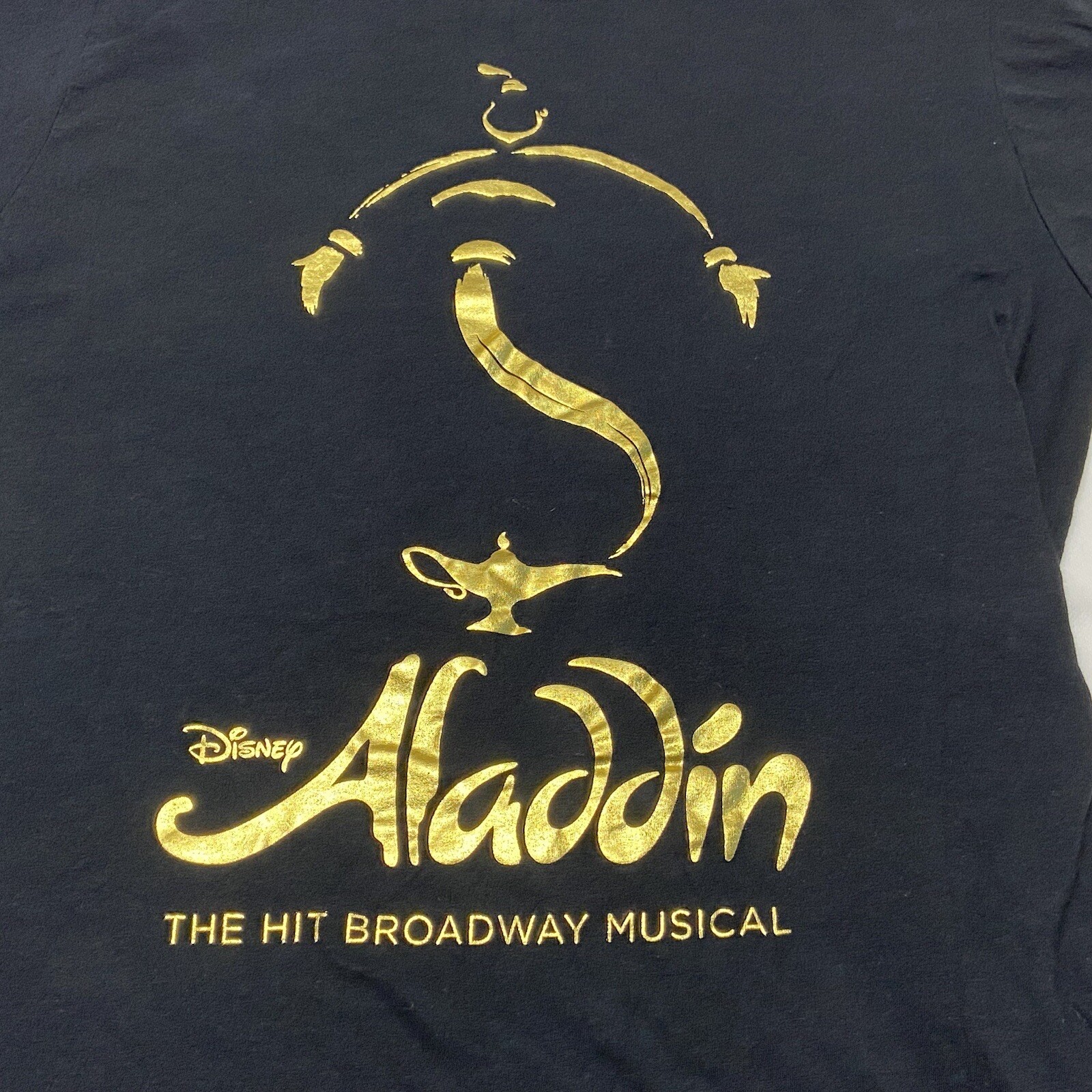 Disney Aladdin Shirt The Hit Broadway Musical Graphic Shirt Black & Gold Size M gallery