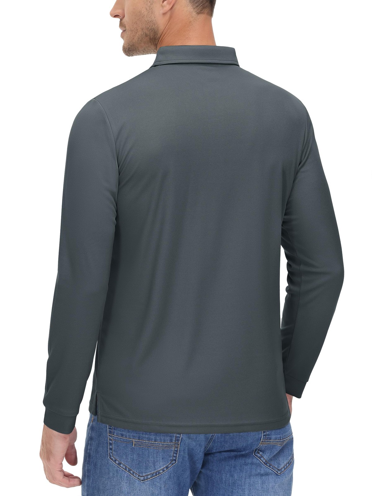 Polo Shirt Mens Long Sleeve Golf Tennis Shirt Polyester Hiking Shirt Breathable... gallery