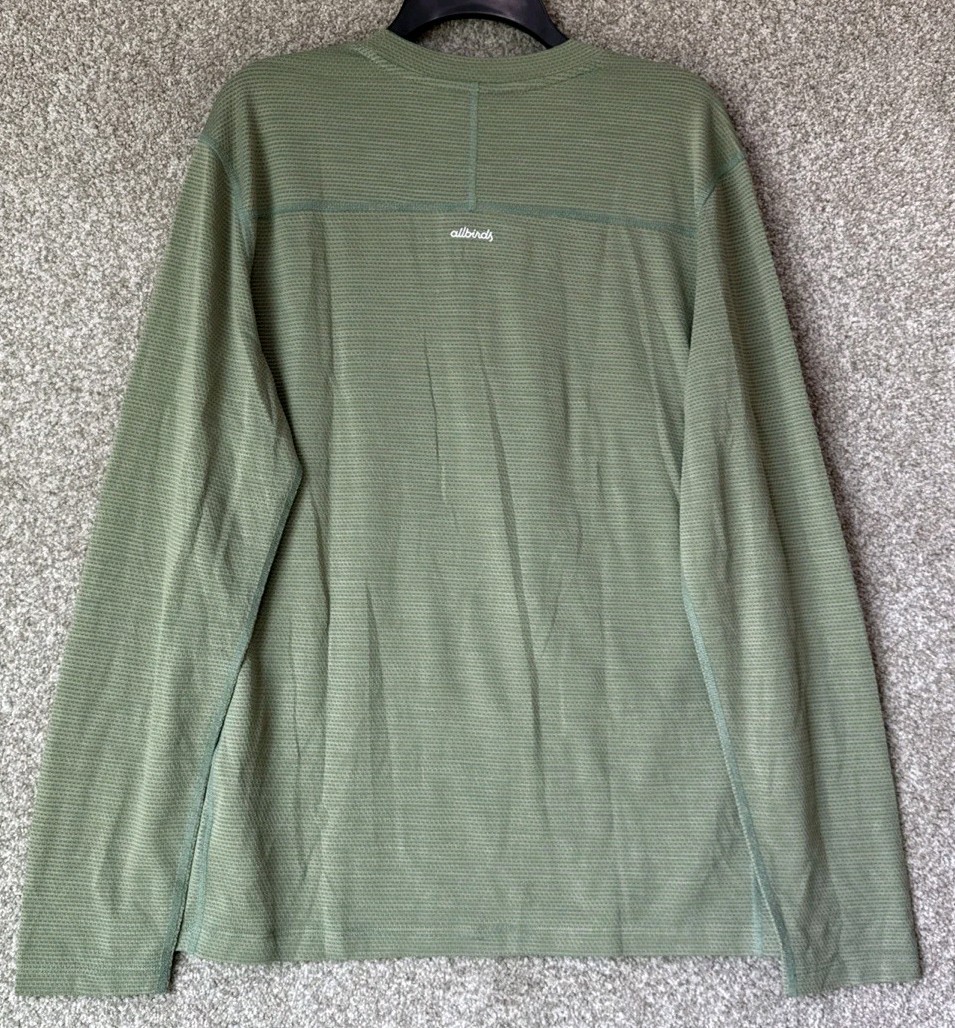 Allbirds Natural Run Long Sleeve Shirt Mens Size Large Green Merino Wool Blend gallery