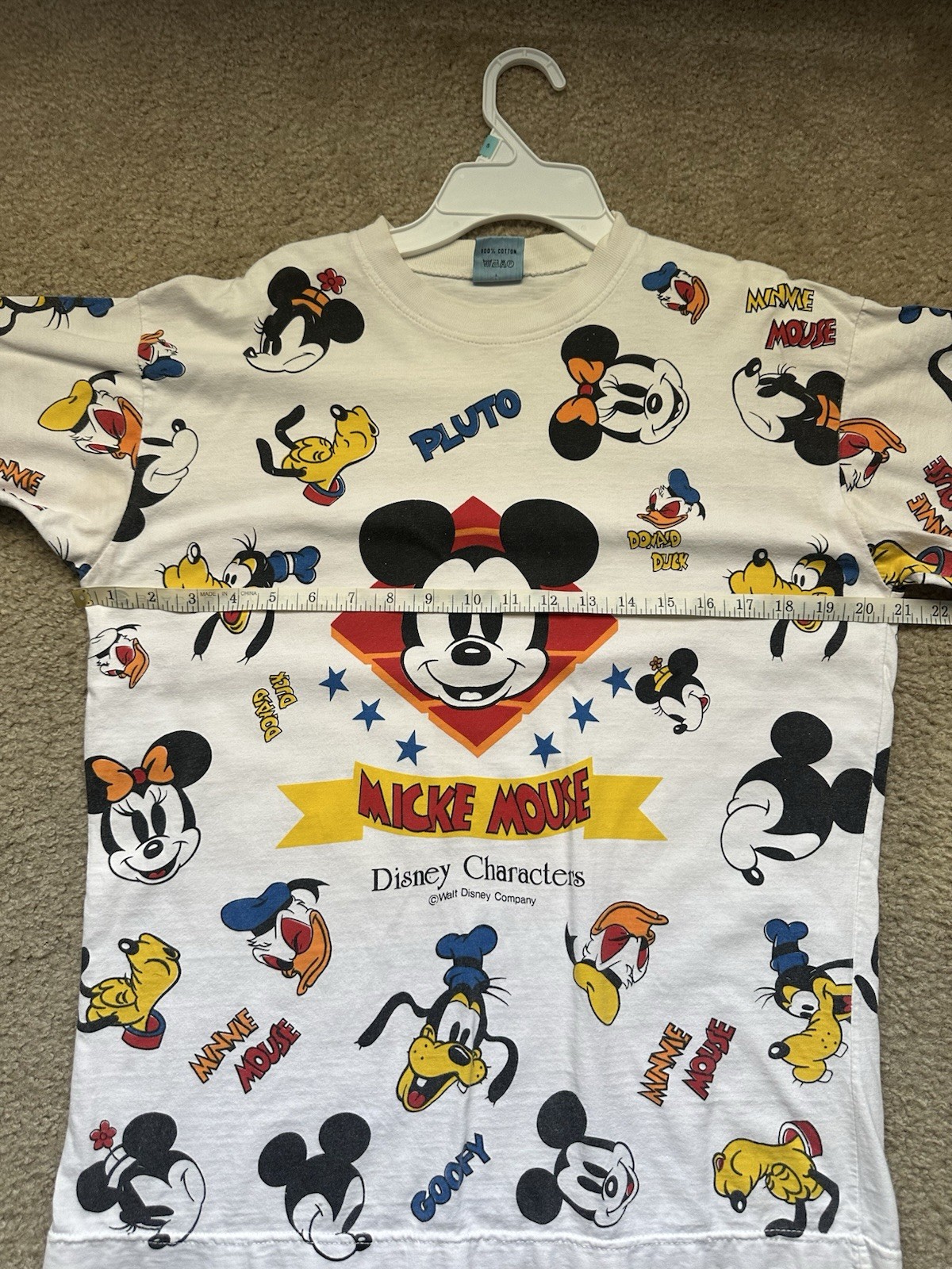 Men’s Vintage Disney Characters Mickey Mouse All Over Print T Shirt Medium/Large gallery