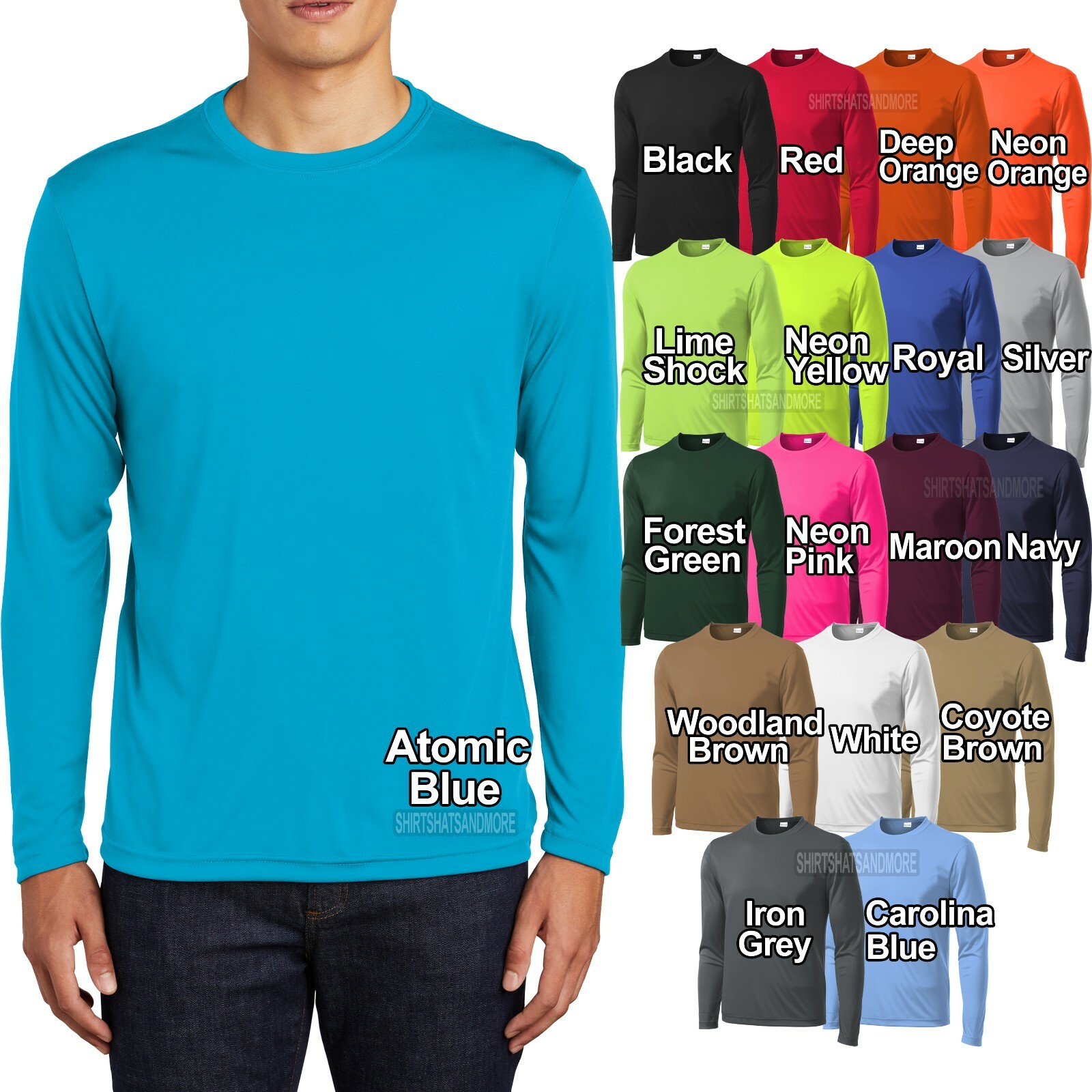 Mens Long Sleeve T-Shirt Base Layer Moisture Wicking XS S M L XL-4XL Workout Tee gallery