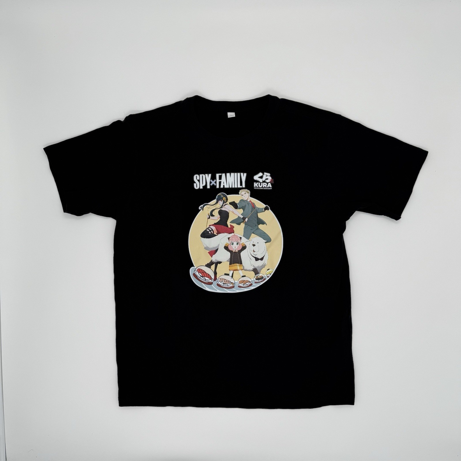 SPY x FAMILY Kura Sushi Collab T-Shirt Black Adult Large (Fits M) Anime Graphic gallery