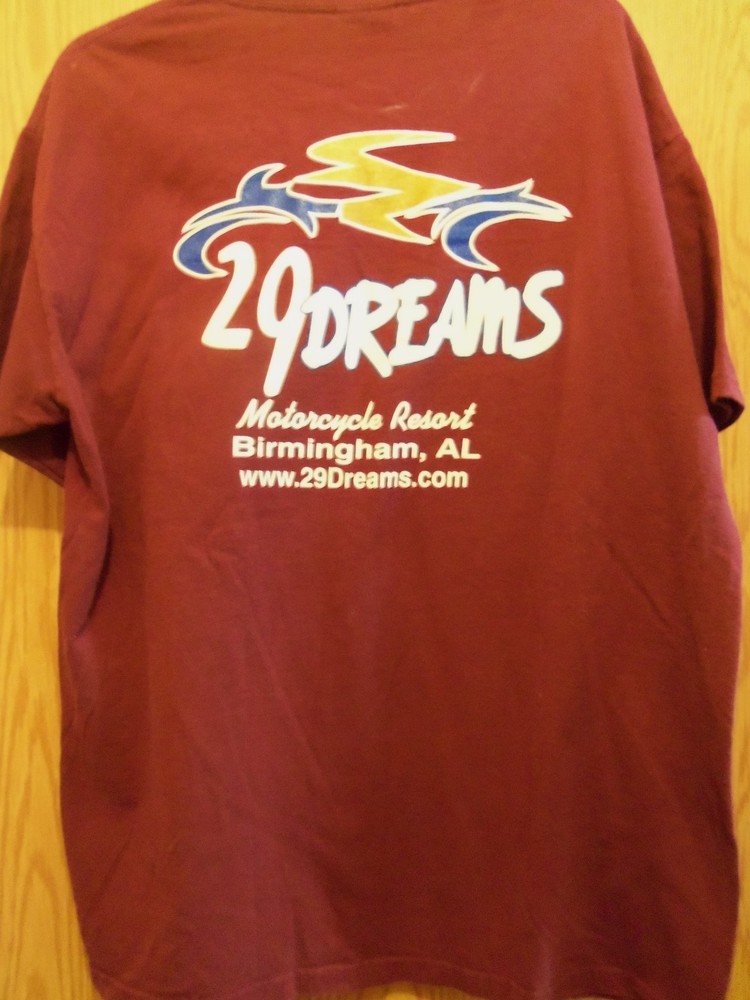 29 dreams Birmingham AL motorcycle resort red L t shirt distressed