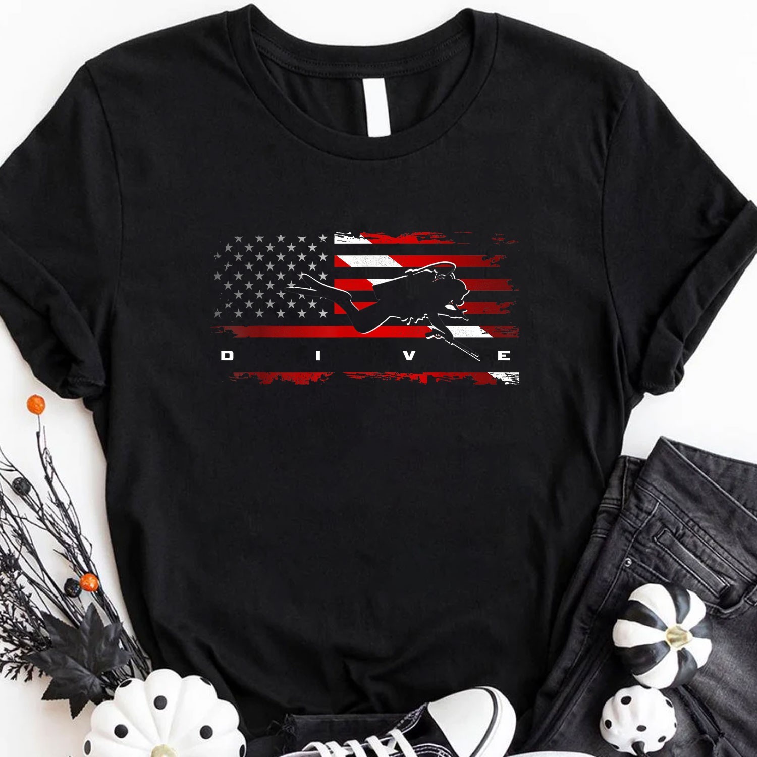 American Flag Scuba Diving T-Shirt Patriotic Scuba Diver Shirt gallery