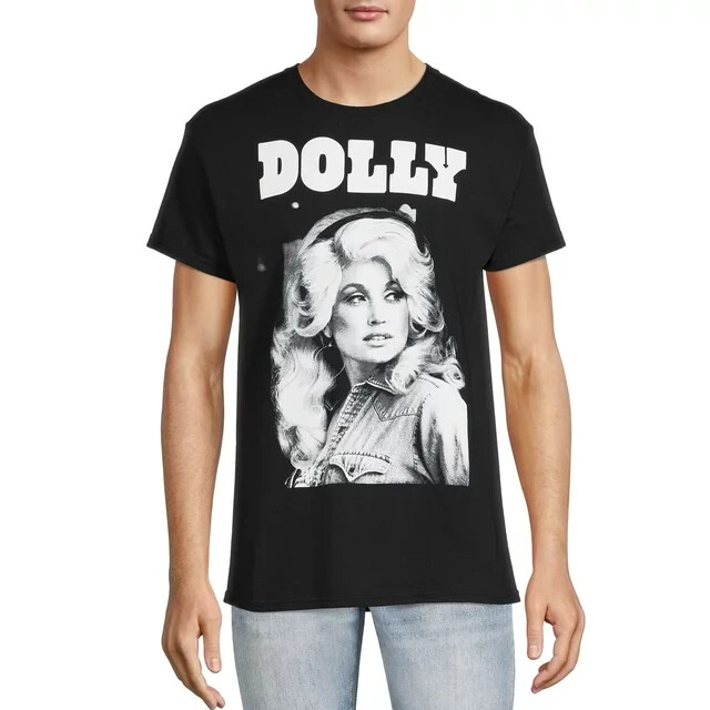 DOLLY PARTON - SIZE: S (34-36) - Men's Portrait Graphic T-Shirt In Black - NEW! gallery