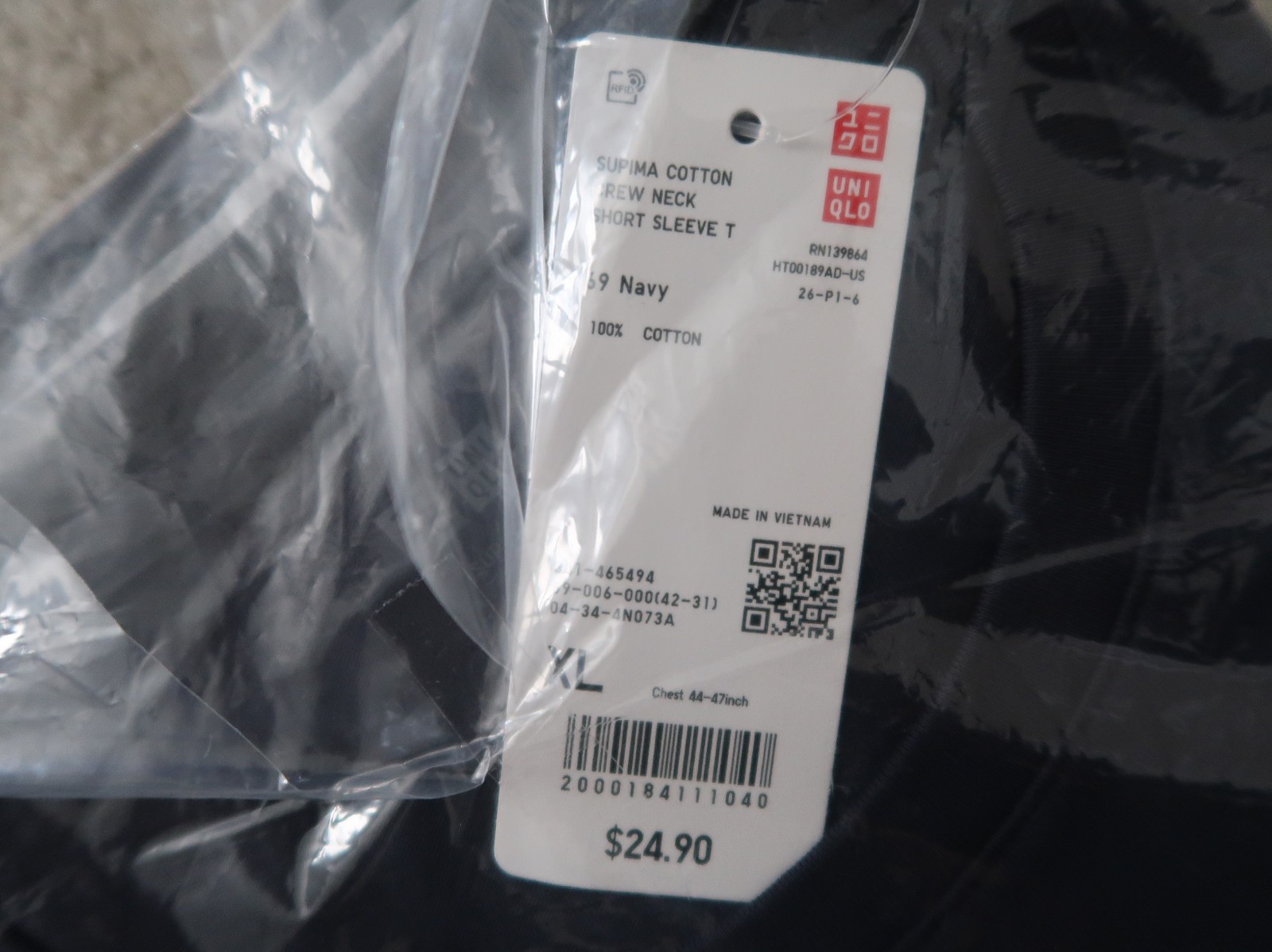 SALE UNIQLO SUPIMA COTTON SHORT SLEEVE T-SHIRT SZ XL BLACK NAVY BLUE 139864 NWT gallery