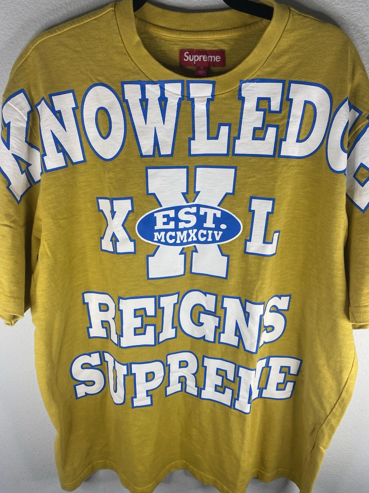 Supreme Overprint T Shirt Knowledge Reigns Supreme Slub Top Tee XL SS24 Gold gallery
