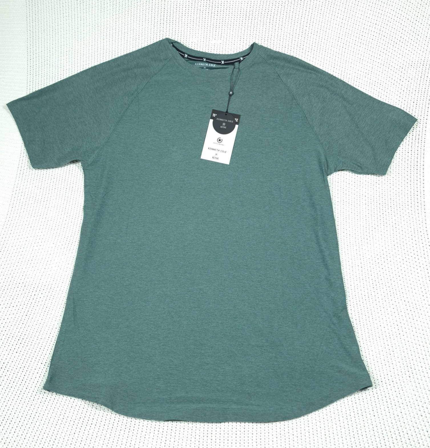 Kenneth Cole Tech Raglan Active Tee Shirt Sz L Marine Stretch Soft Curved Hem gallery