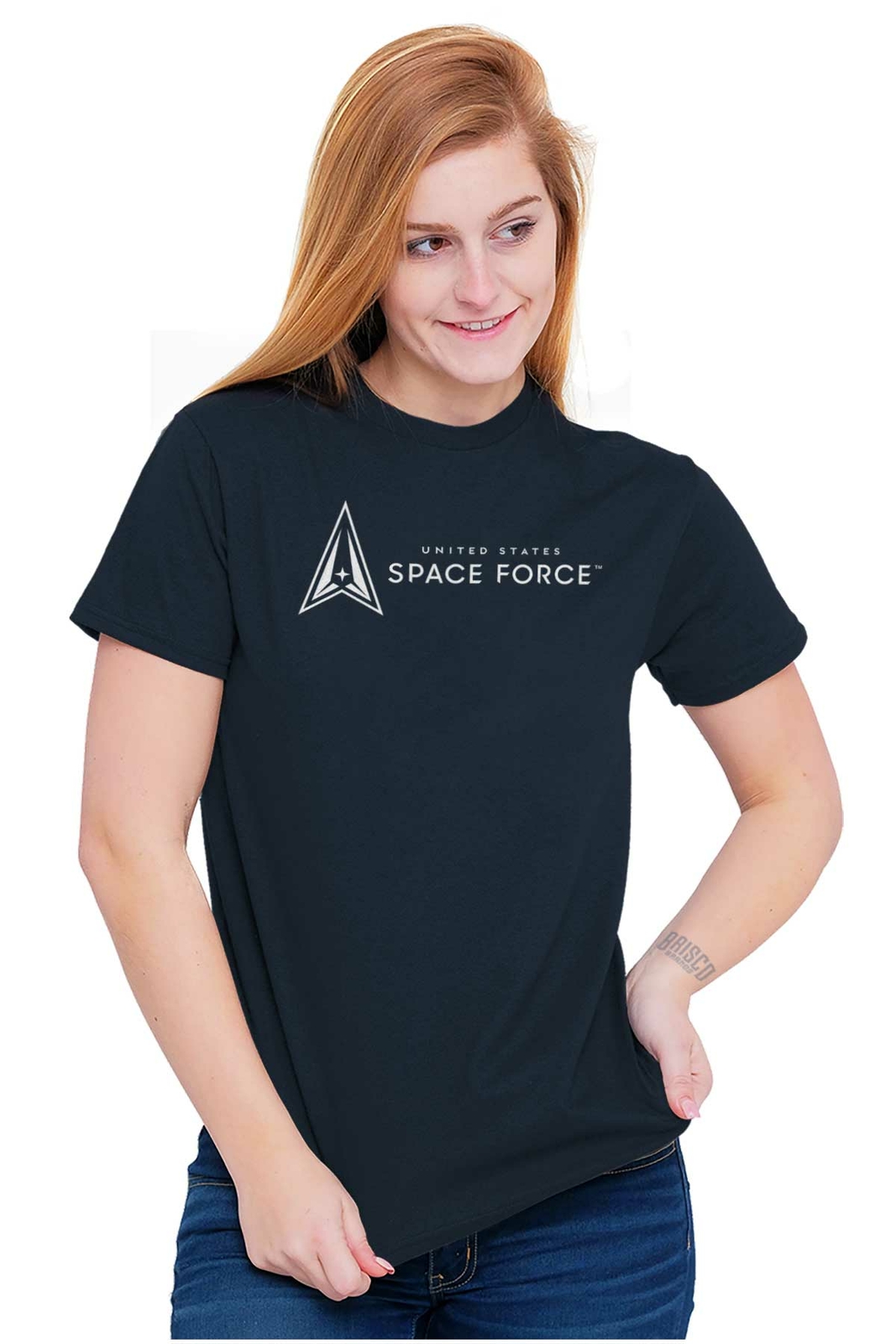 Military United States Space Force USSF Logo Womens or Mens Crewneck T Shirt Tee gallery