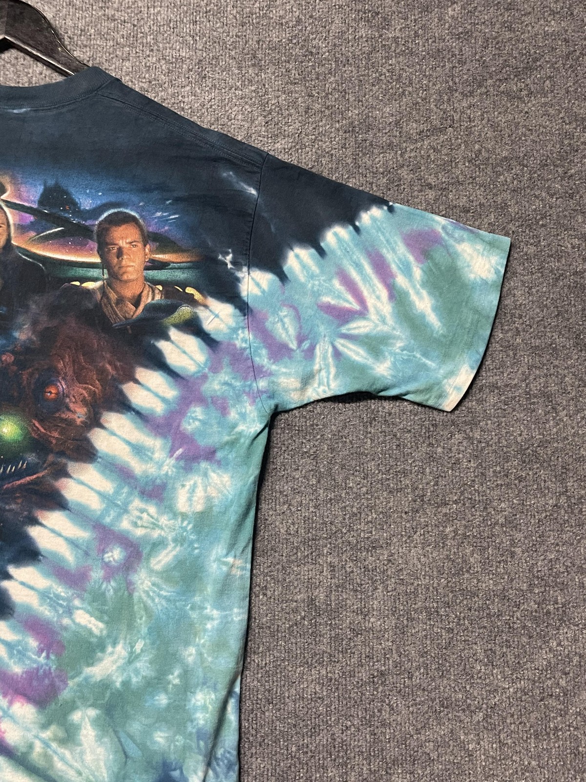 Vintage Star Wars Liquid Blue Shirt Mens XL Blue Tie Dye Jar Jar Graphic Tee gallery