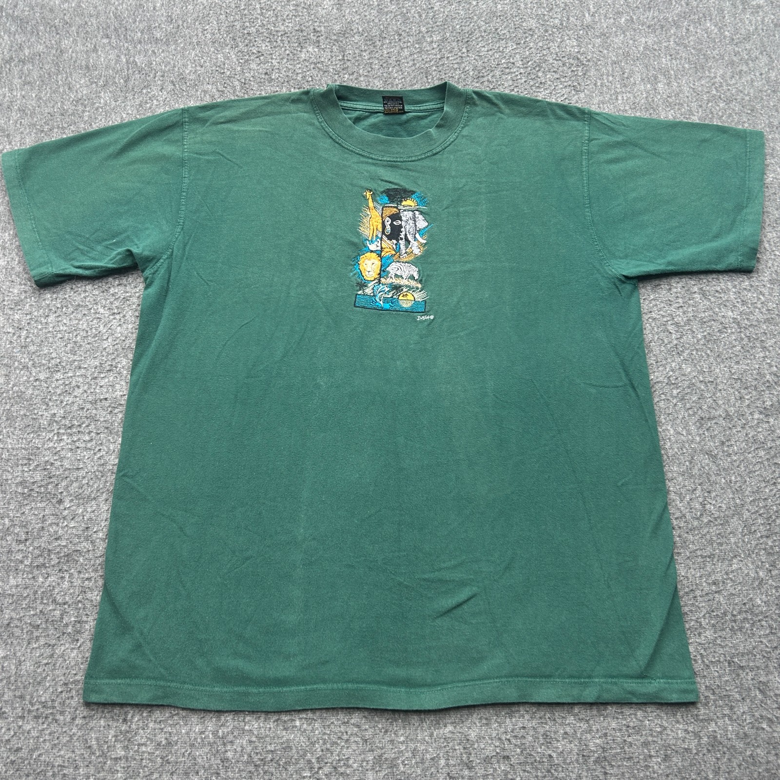 Dash Clothing Shirt Mens XL Embroidered Graphic Tee Africa Travel Animal Lion gallery