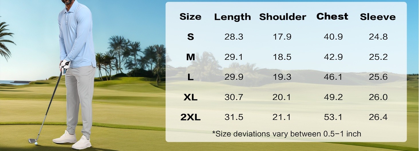 Men's Long Sleeve Golf Polo Shirt UPF 50+ Quick Dry Lightweight Performance Tee gallery