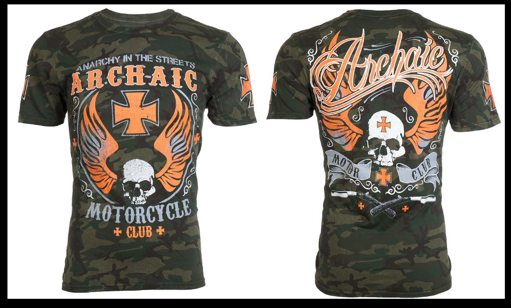ARCHAIC by AFFLICTION Camo REBEL KILLER Short Sleeve Slim Fit T-shirt NWT