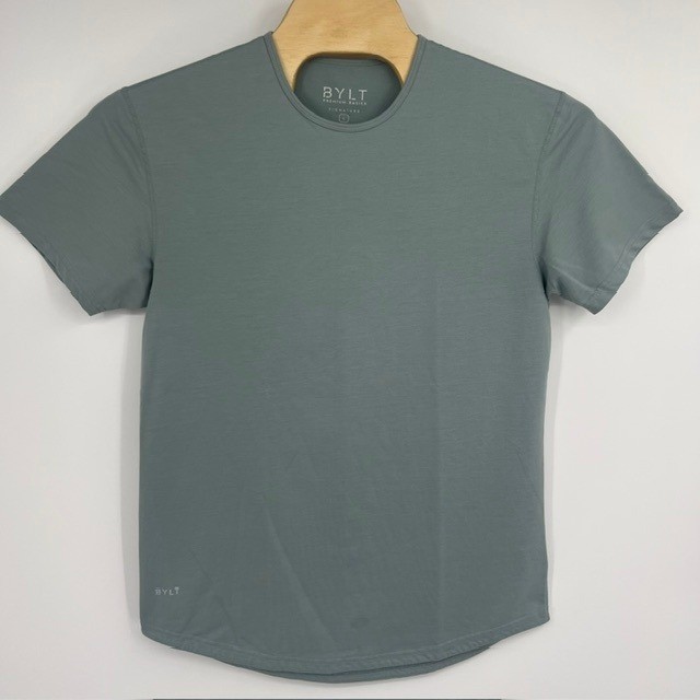 BYLT Premium Basics Signature Tee Mens Large Sage Green Curved Hem T-Shirt gallery