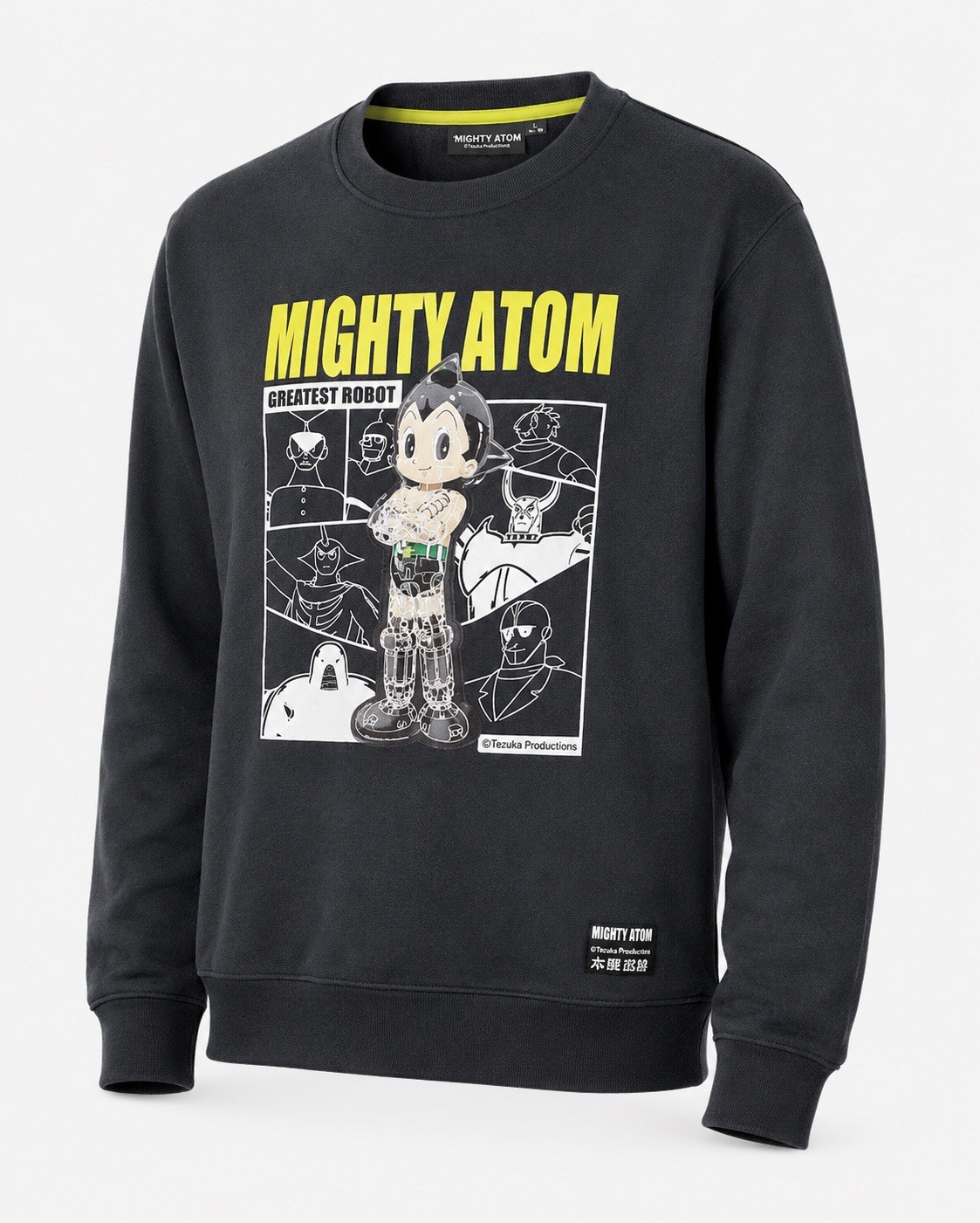 Tezuka Astro Boy Mighty Atom Sweatshirt Mens L Black Anime Graphic Hologram