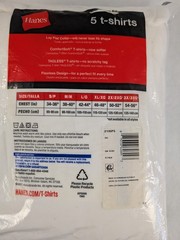 Hanes Tagless 5 T-shirts Lay Flat Collar White New In Pkg Comfort Soft Sz 3XL