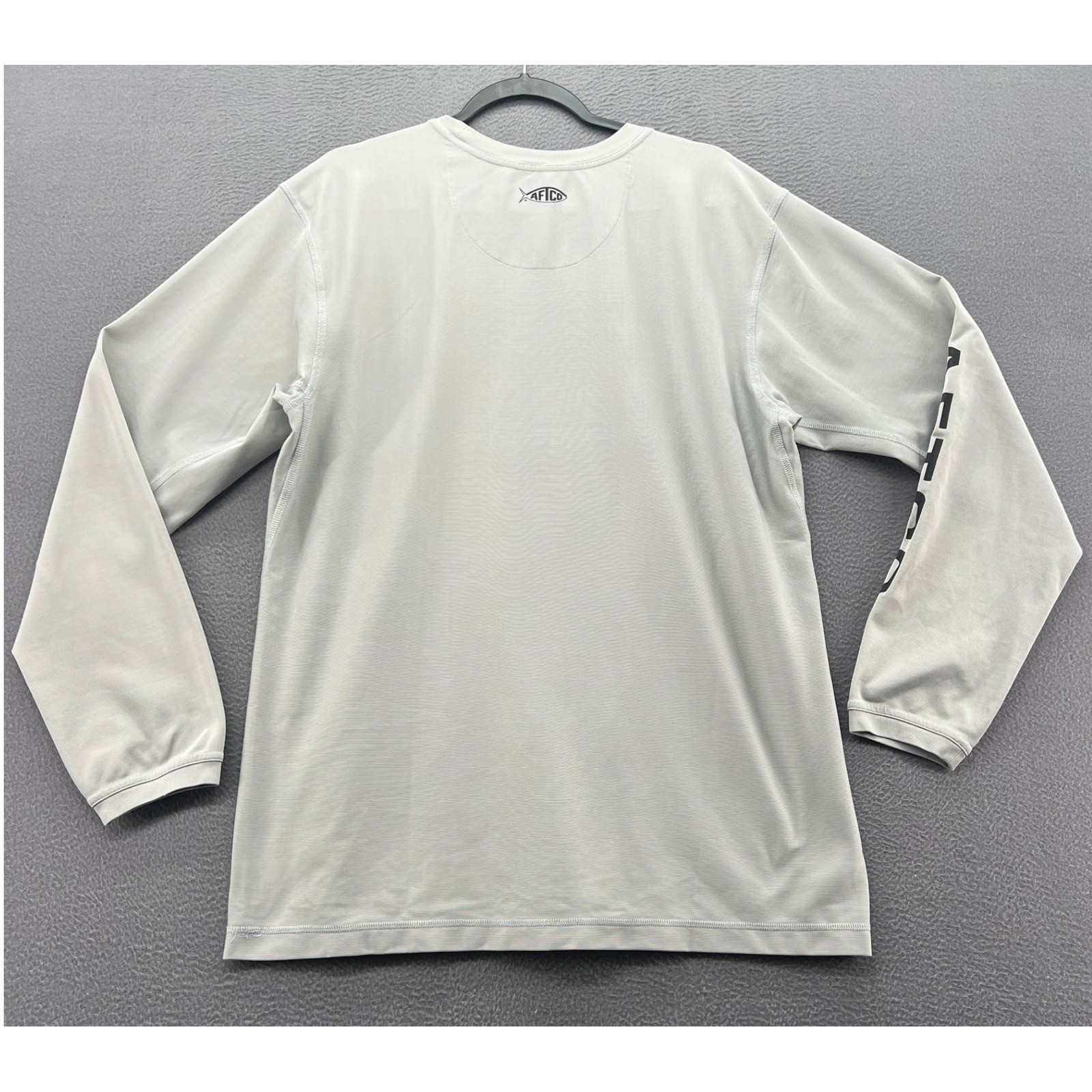 AFTCO Shirt Mens Long Sleeve Fishing Gray Performance Logo Tee Size L gallery