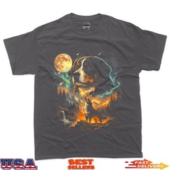 Bernese Mountain Dog Howling Moon Vintage 90S Dog Meme T-Shirt