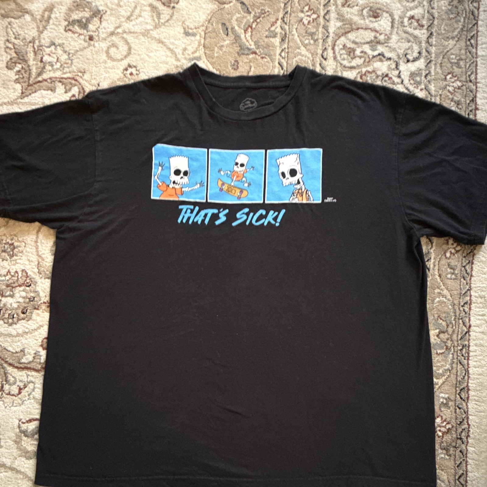 The Simpsons Bart Simpson "That's Sick" Men's Black Cotton Graphic Tee XL Rare gallery