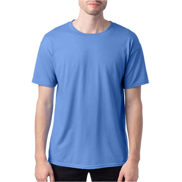 Hanes Men Large 50/50 EcoSmart Crew Neck T-Shirt Carolina Blue Comfort Blend Tee gallery