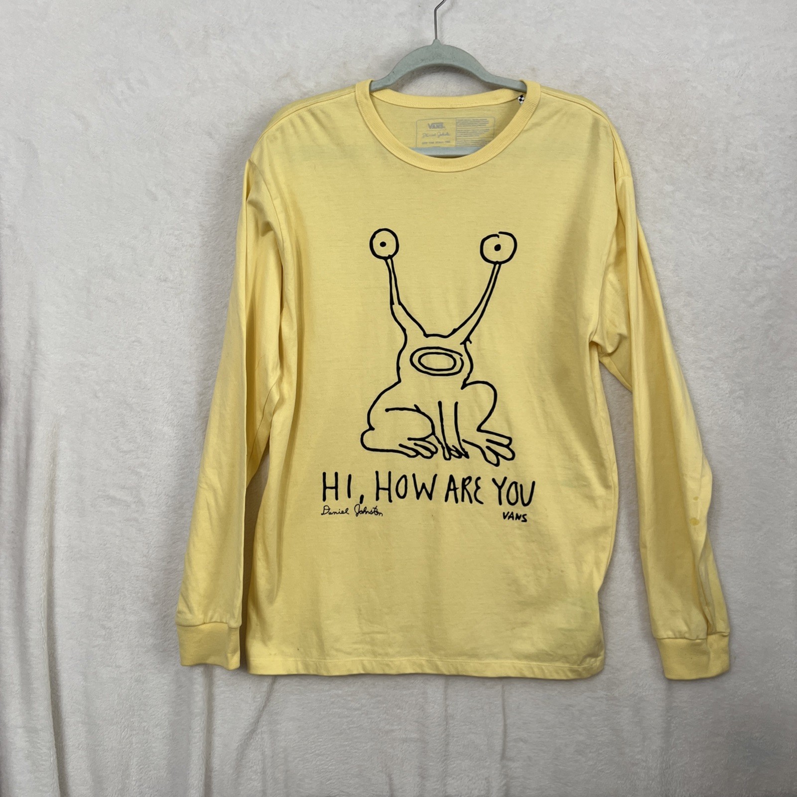 Vans x Daniel Johnston Hi How Are You Alien Yellow Long Sleeve Shirt Size Medium gallery