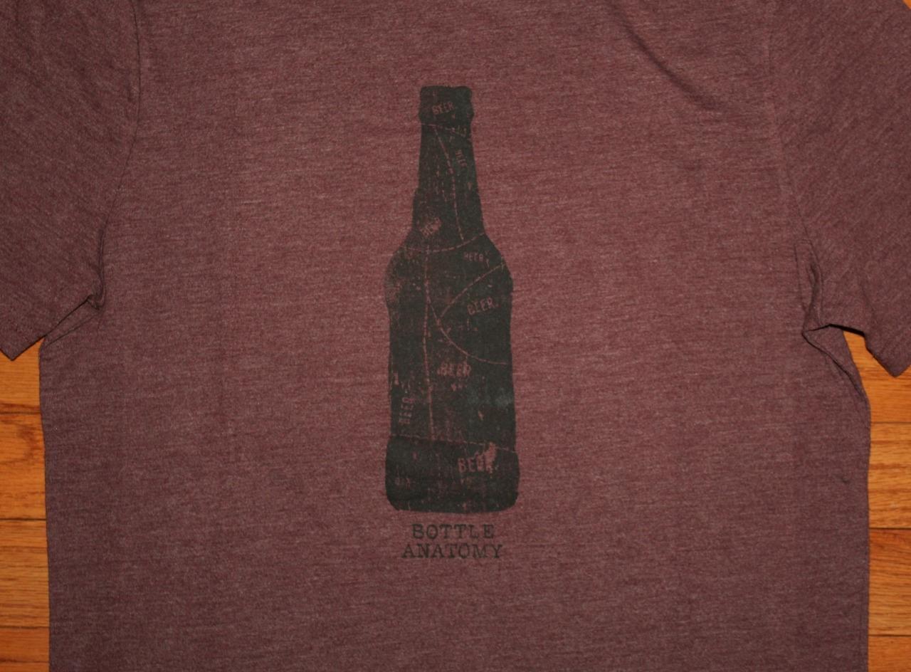 NWT Mens BANANA REPUBLIC Graphic Tee T-Shirt BEER Bottle Anatomy Wine Red *1R gallery