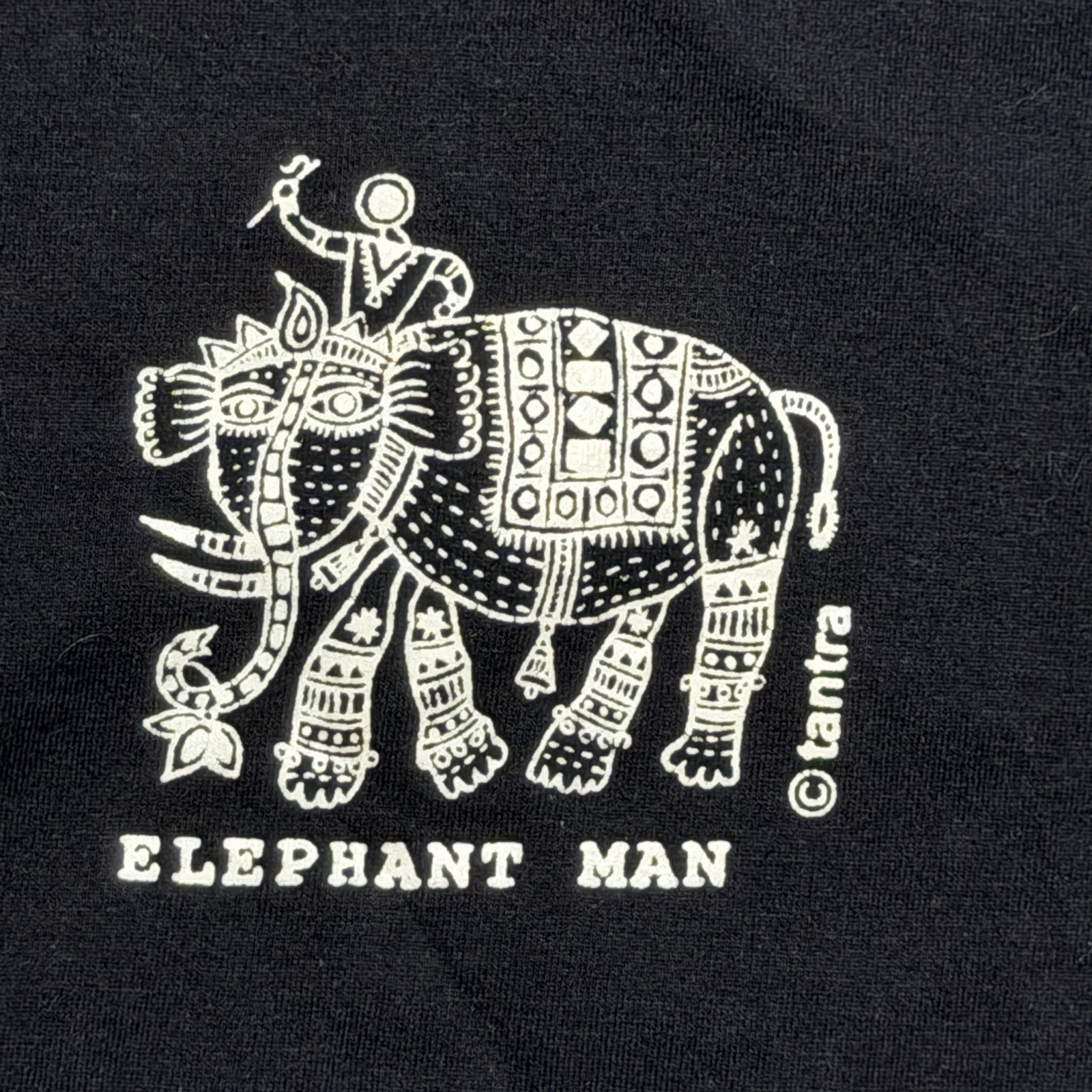 Tantra India Elephant Man Graphic Tee Black Size L Eco-Friendly Cotton gallery