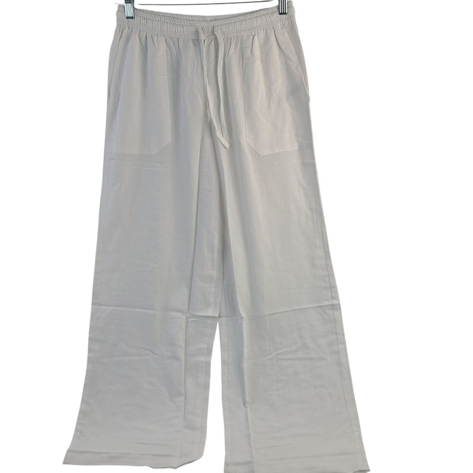 NEW BoohooMAN Super Oversized Linen Blend Shirt & Baggy Trousers White Sz M gallery